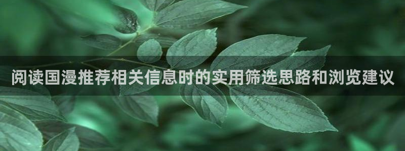 韩漫爱情漫画:阅读国漫推荐相关信息时的实用筛选思路和浏览建议配图
